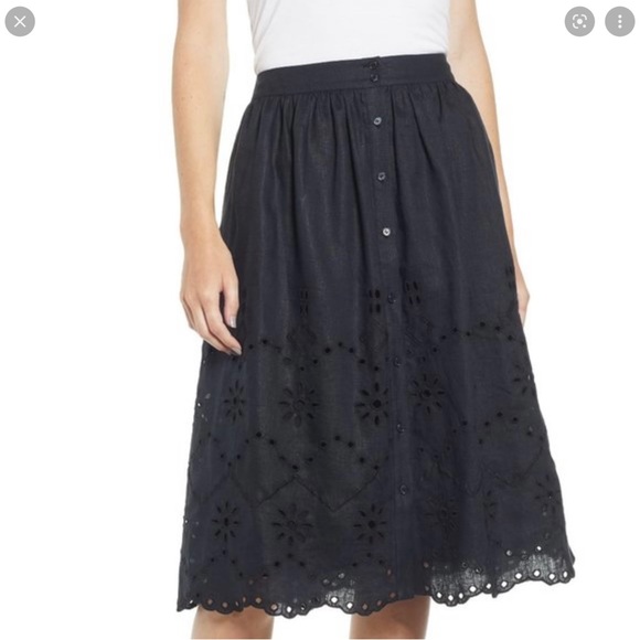 Rachel Parcell black eyelet linen midi skirt - Picture 2 of 6